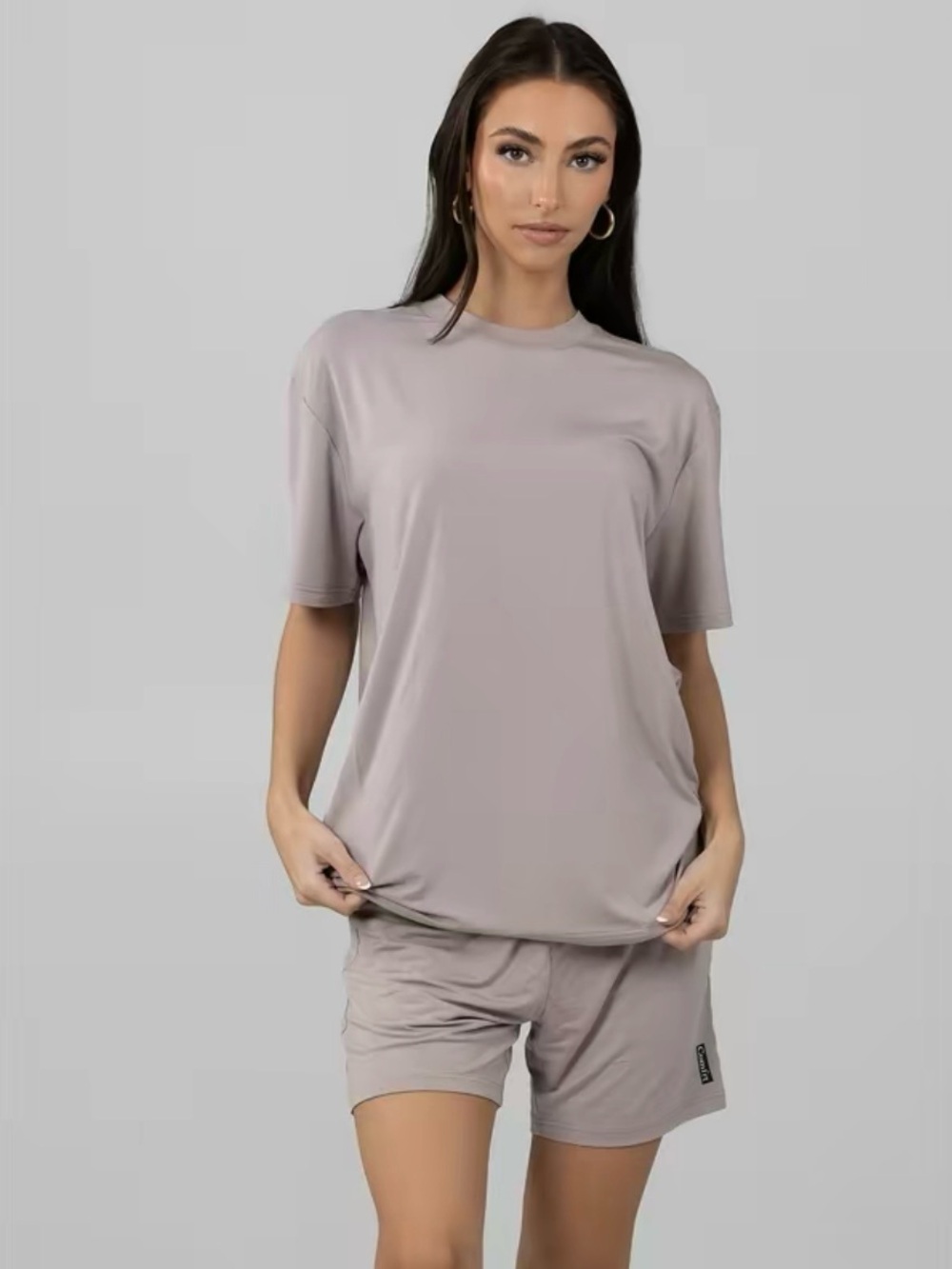 Comfrt Cloud Tee & Cloud Shorts Set Dove Taupe Medium Lounge Sleepwear